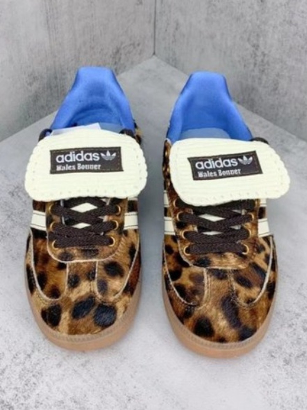 adidas Leopard Print Samba with Cream Stripes and Blue Lining - Picture 4 of 9